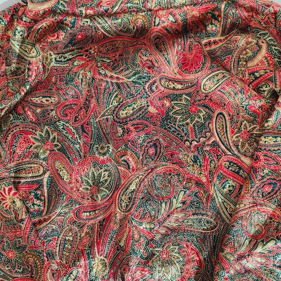 Victorias Secret Night Shirt Womens Sz S Button Up Satin Paisley Red Green Vtg - Picture 6 of 11